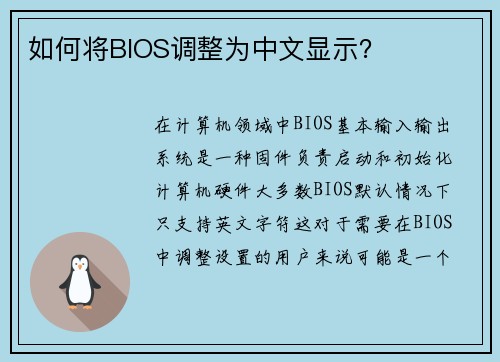 如何将BIOS调整为中文显示？